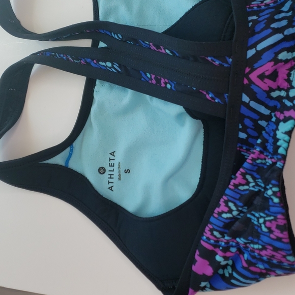 Athleta multi print t back sport bra size small - Picture 5 of 5